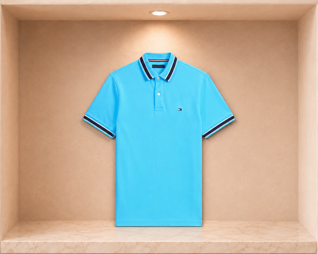 Tommy Hilfiger Regular Fit Tipped Wicking Polo Shirt - Blue Crush - image 1