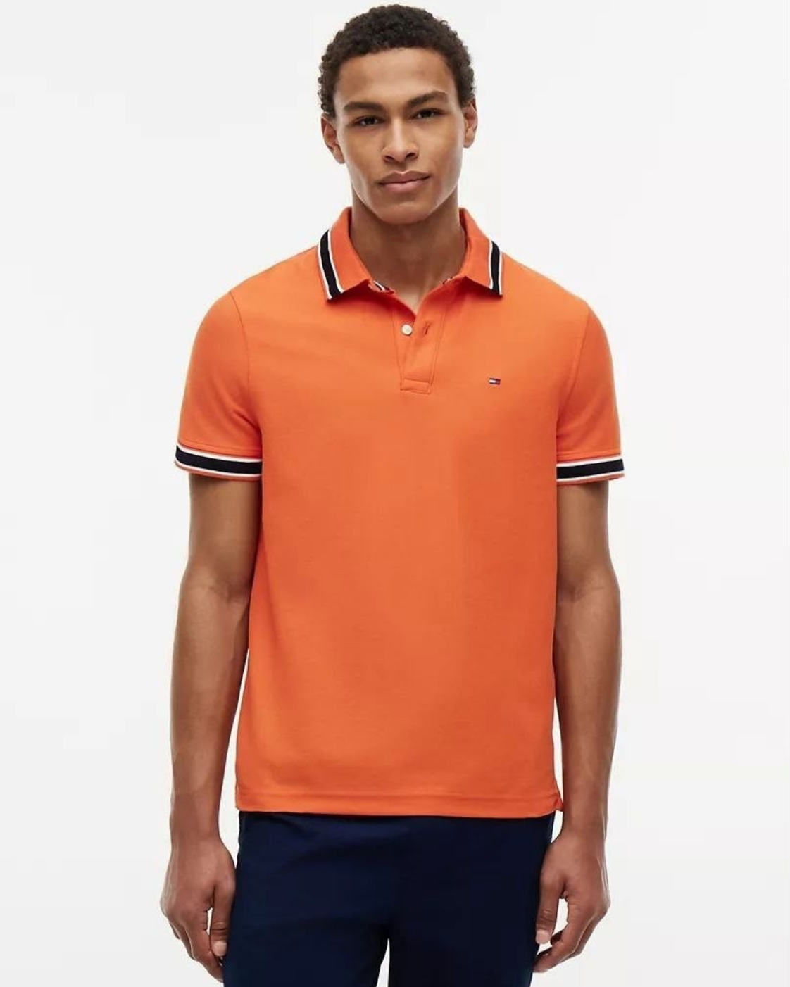 Tommy Hilfiger Regular Fit Tipped Wicking Polo Shirt - Brilliant Orange - image 3