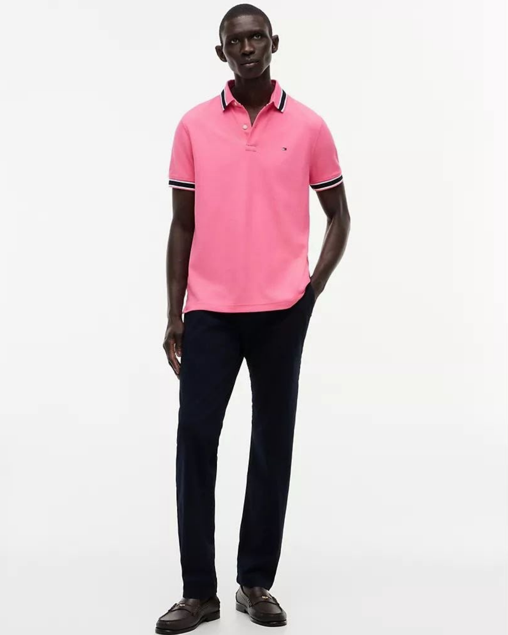 Tommy Hilfiger Regular Fit Tipped Wicking Polo Shirt - Camellia Pink - image 4