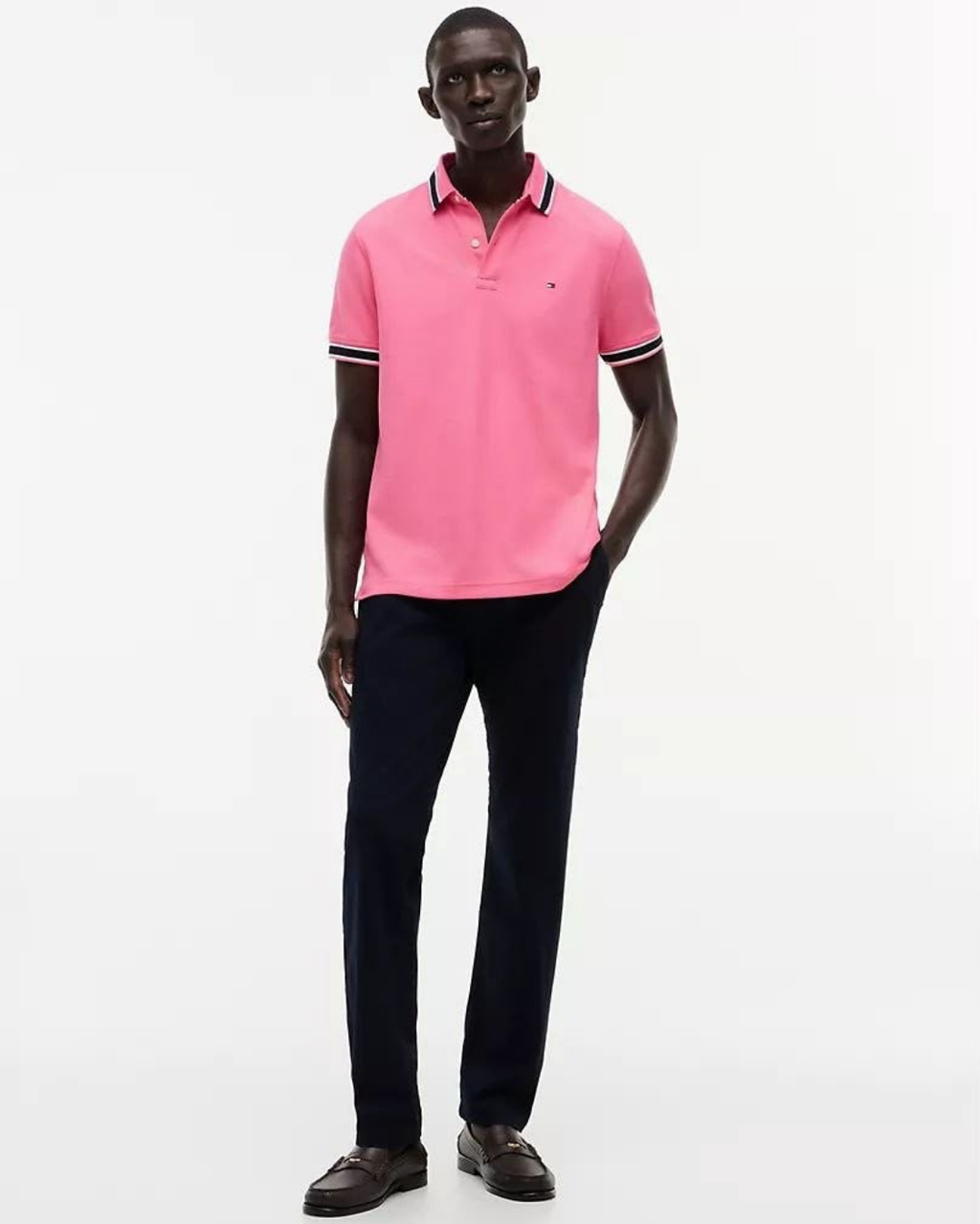 Tommy Hilfiger Regular Fit Tipped Wicking Polo Shirt - Camellia Pink - image 5