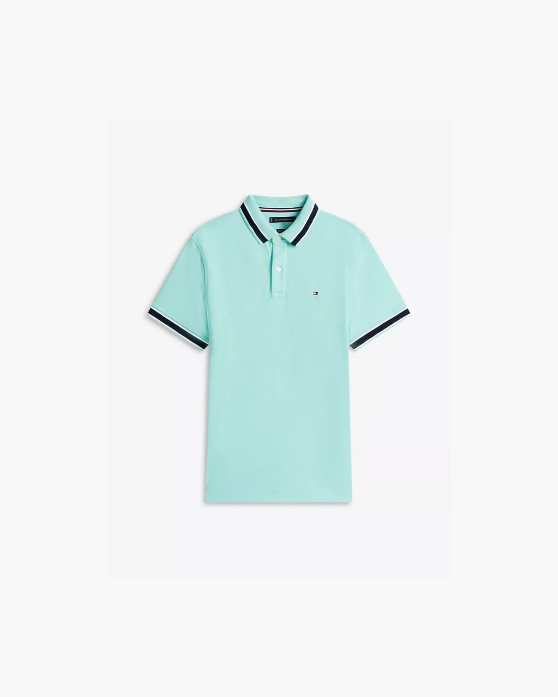 Tommy Hilfiger Regular Fit Tipped Wicking Polo Shirt - Light Jade Green Heather - image 2