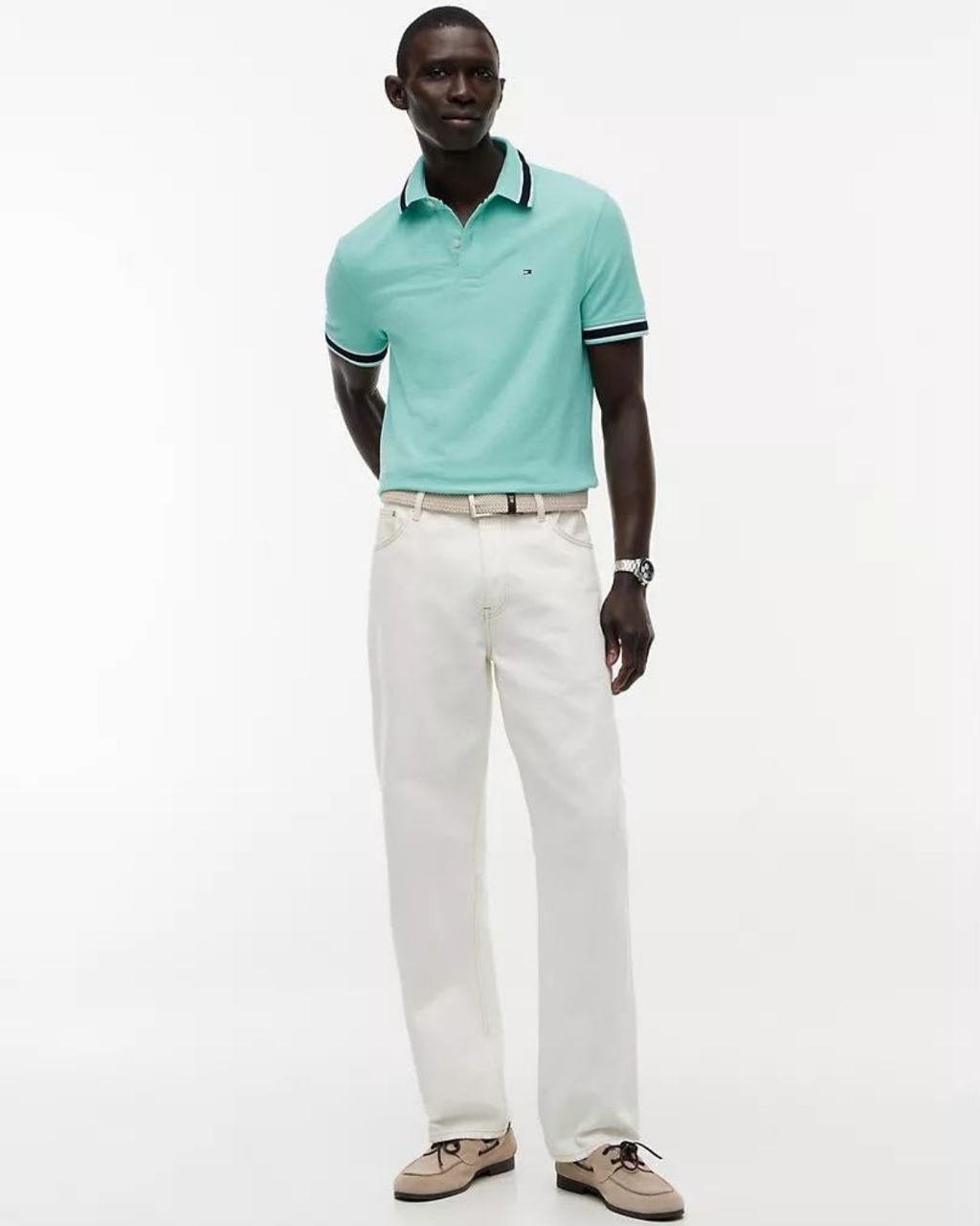 Tommy Hilfiger Regular Fit Tipped Wicking Polo Shirt - Light Jade Green Heather - image 4