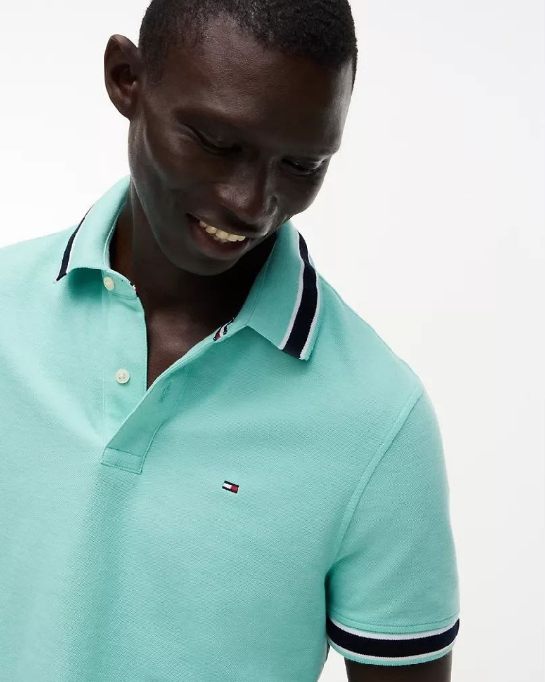 Tommy Hilfiger Regular Fit Tipped Wicking Polo Shirt - Light Jade Green Heather - image 5