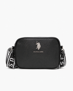 U.S. Polo Assn. Classic Zip Crossbody Bag - Black / Silver hardware; black-white logo strap - image 1