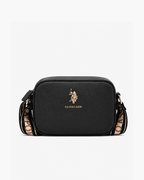 U.S. Polo Assn. Classic Zip Crossbody Bag - Black / Gold hardware; tan-brown logo strap - image 1