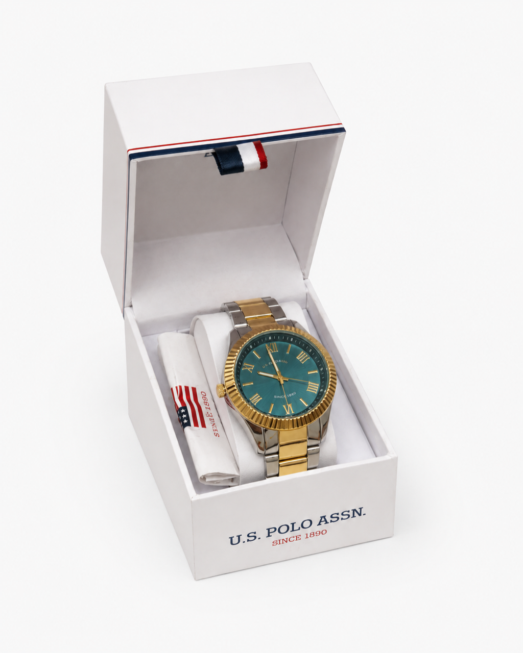 U.S. Polo Assn. Stile Classic Two-Tone Fluted Bezel Watch - Two-tone silver-gold / Emerald green dial - image 3
